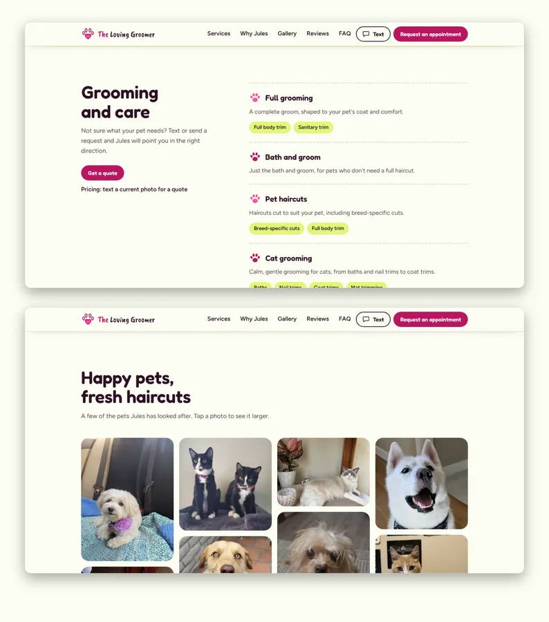 The Loving Groomer: More sections