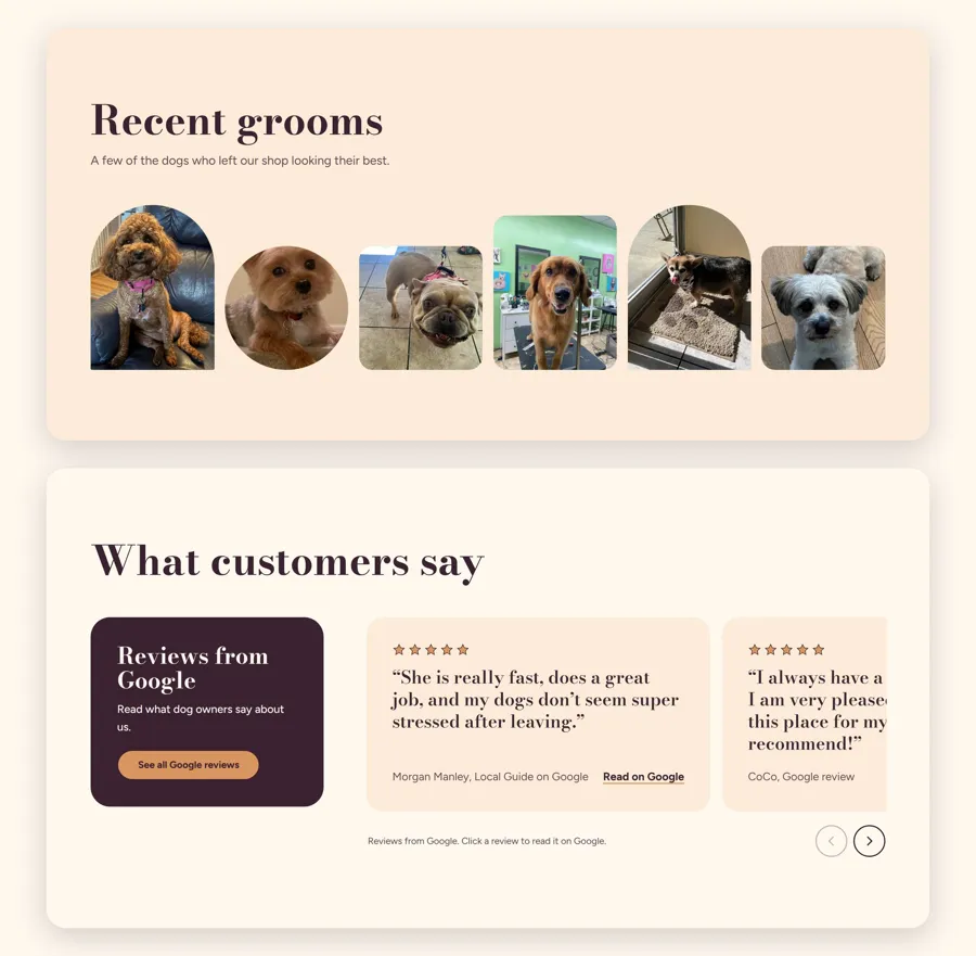 Superior Pet Grooming: More sections